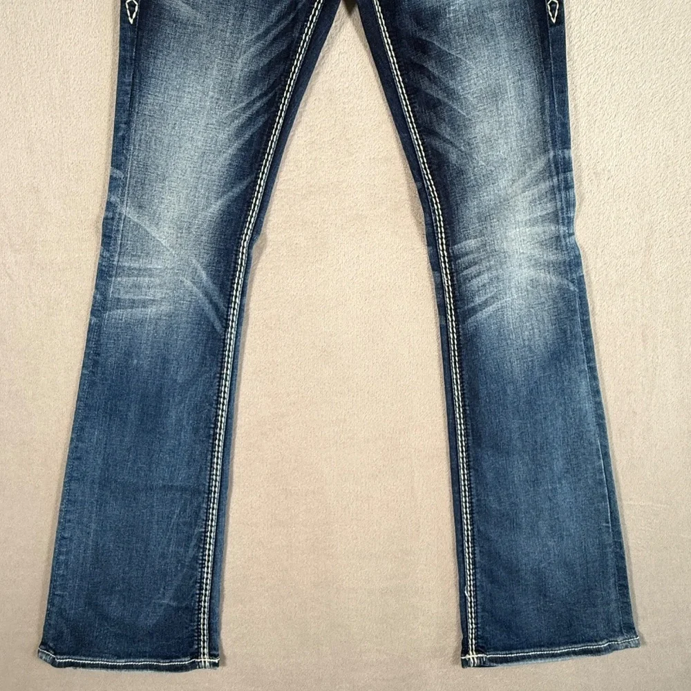 Rock Revival Jeans Womens 26 Medium Wash Avril Boot Cut Embellished Stretch - Picture 3 of 16
